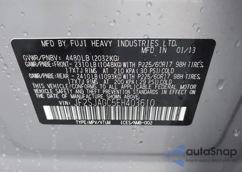 2014 Subaru Forester 2.5I Premium z USA, uszkodzony, nr VIN JF2SJAGC5EH403610